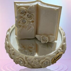 Vintage Open Book on a Mirrored Stand Figurine by Santini